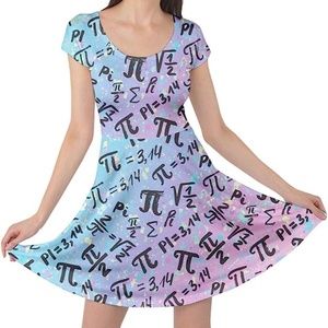 CowCow Pi Math Symbols Mathematics Short Sleeve Dress Sz 2XL Fit & Flare Skater